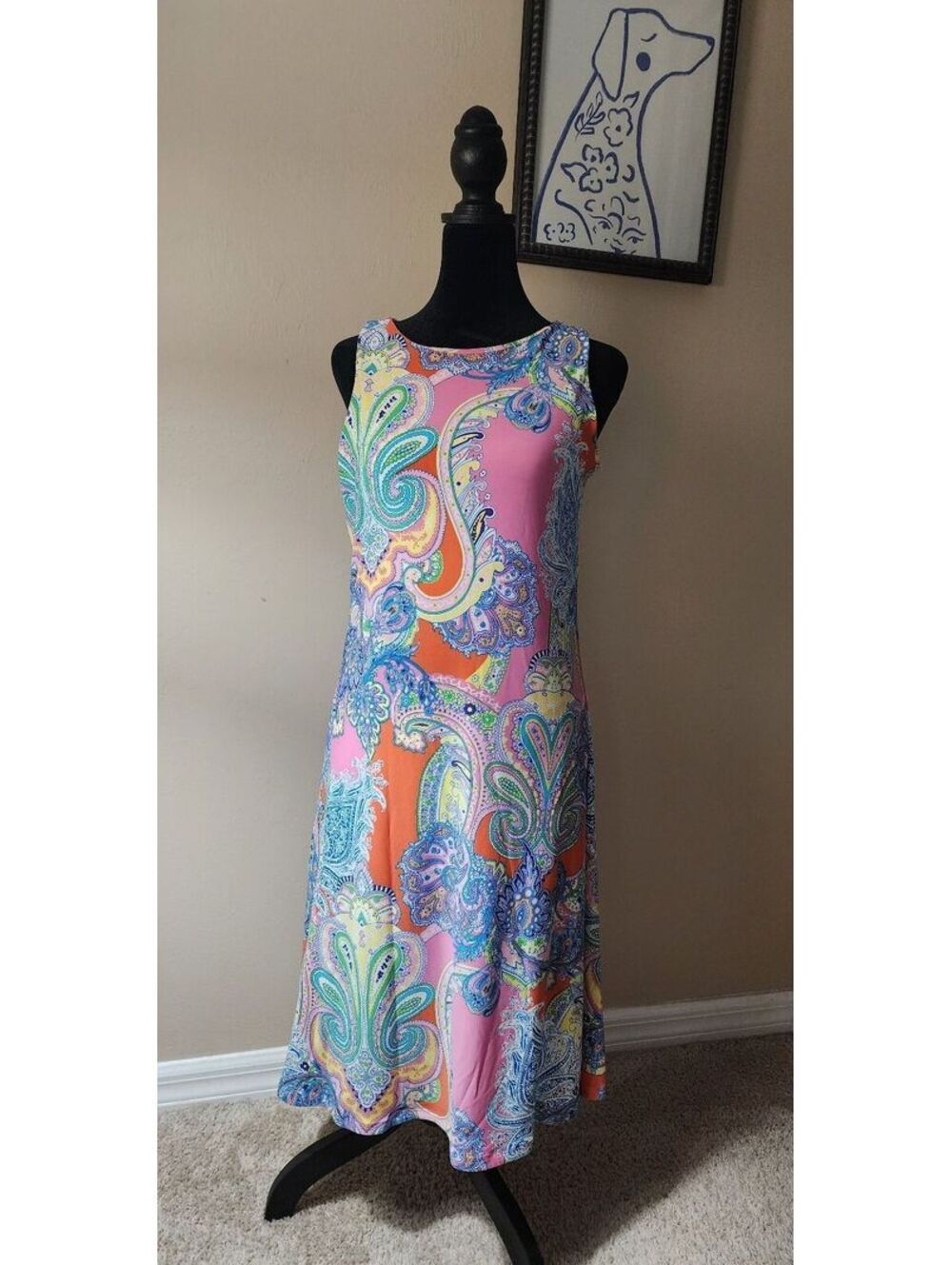 Lauren Ralph Lauren Women's Sleeveless Paisley Print Midi Dress sz M